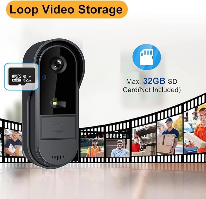 Doorbell Camera Wireless No Subscription with Monitor for Home/Apartment, Timbre con Camara 1080P No App/WiFi Needed, Video Intercom 2-Way Talk,Waterproof Door Bell with Recording & Night Vision