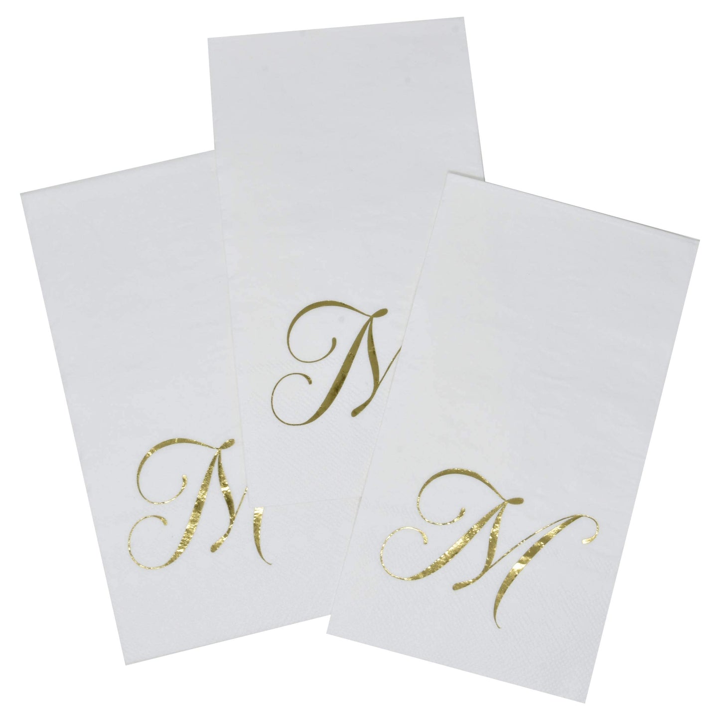 Gift Boutique 100 Gold Monogram Guest Napkins Letter M Disposable Paper Pack Elegant Metallic Golden Foil Dinner Hand Napkin for Bathroom Powder Room Wedding Holiday Baby Shower Decorative Towels