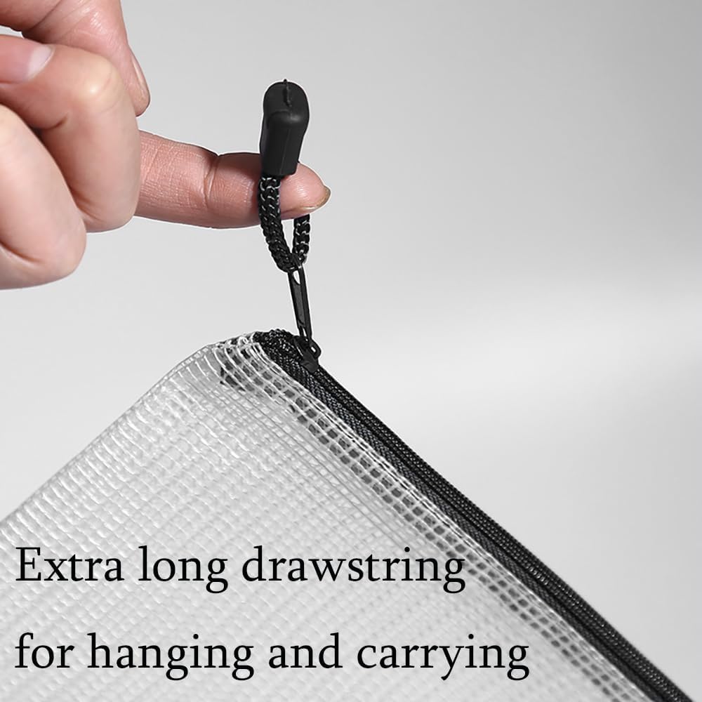 Mesh Pouch Bag,A3 Zipper Bag for Organizing Storage, Waterproof Zipper Pouch, 17" x 12"/44cm x 32cm, File Bag for School and Office Supplies (Black)
