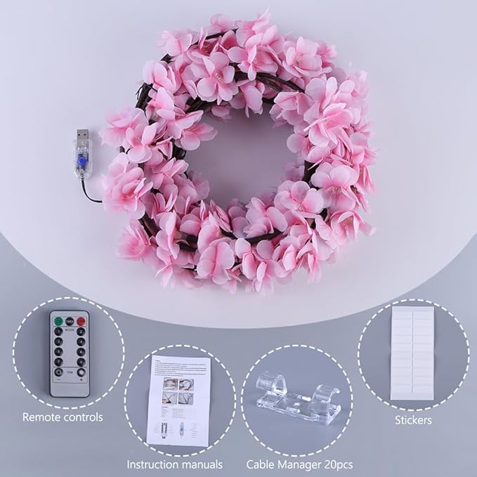 LED Tree Branch Lights for Wall 7.55 FT 144LEDs Cherry Blossom Lights Vine Light with Remote and 8 Lighting Modes Cherry Blossom Garland Willow Vine for Bedroom Indoor Wall Wedding Christmas Decor