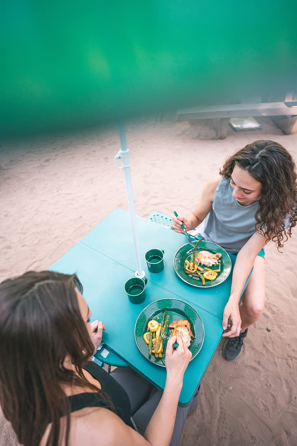 Stansport Picnic Table and Umbrella Combo - Green (G-915)