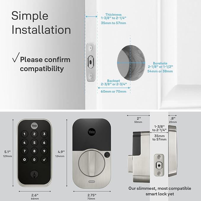 Yale Security Assure Lock 2 Touch Deadbolt, Black Suede Keyed Smart Entry Door Lock with Wi-Fi Connected Keypad and Fingerprint Scanner for Code Entry and Remote Access, YRD410-F-WF1-BSP
