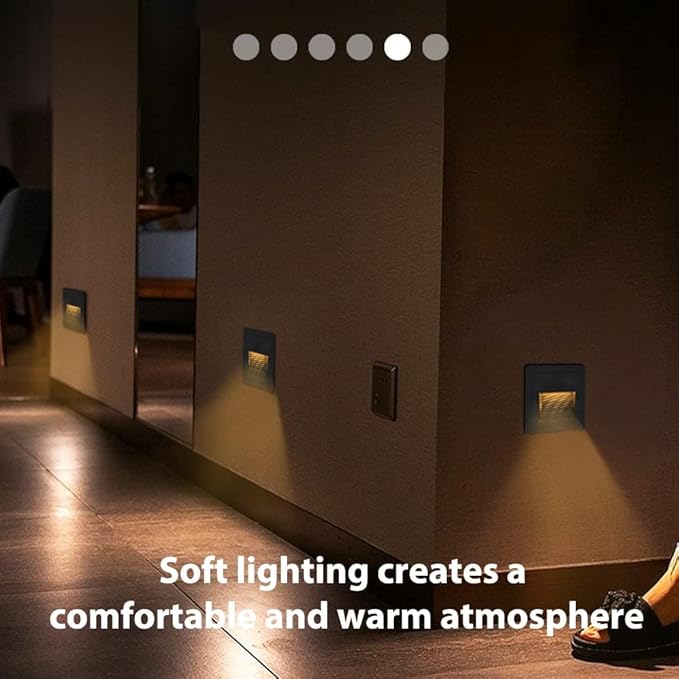 120V Indoor Outdoor Step Lights, Indoor LED Stair Lights Warm White 3000K, IP44 Waterproof Recessed Wall Lights for Stair, Bedroom, Kitchen, Balcony, Aluminum, 8Pack, Black