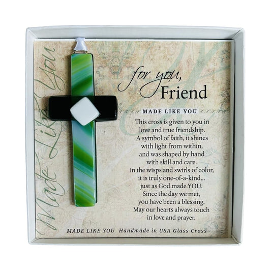 The Grandparent Gift Co. Religious Gift for Friend - Handmade in USA Glass Cross with Sentiment - Your Friendship is A Blessing - Celebrating Friendship - Christian Gift for Friend