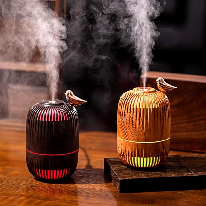 Cute Cool Mist Humidifier for Bedroom/Desk/Office, Small Personal Desktop Humidifier with 2 Mist Modes, 7 Color Lights with USB, Waterless Auto Shut-Off