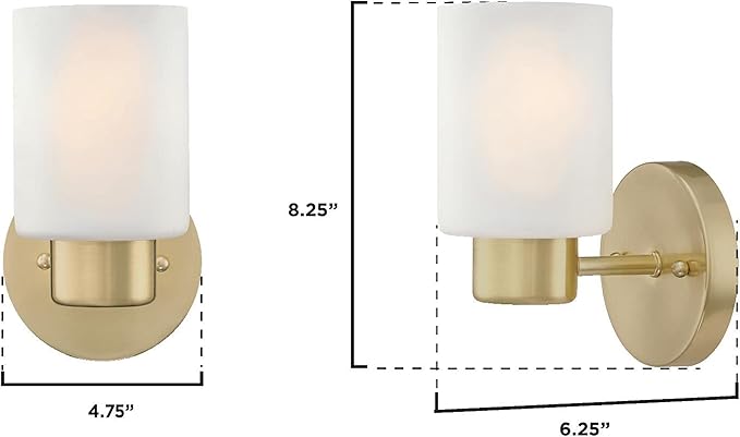 Westinghouse 6126400 Sylvestre Transitional One Light Wall Fixture, Champagne Brass Finish, Frosted Glass