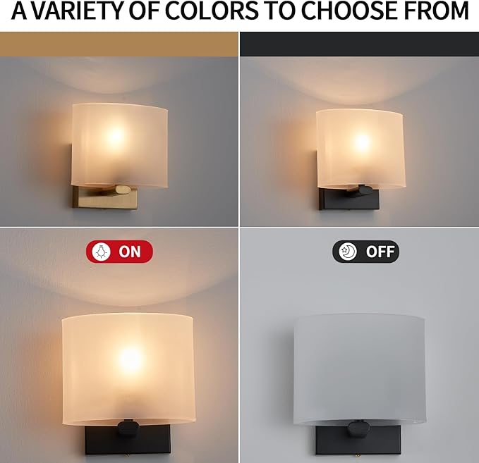 Hardwired Wall Sconces Set of 2, Modern Acrylic Shade Wall Light Fixture, Black Walls Mounted Lamp with Ceramic Lamp Holder, Classic E26 Bulb Walls Lighting for Bedroom, Hallway 【No Bulb Included】
