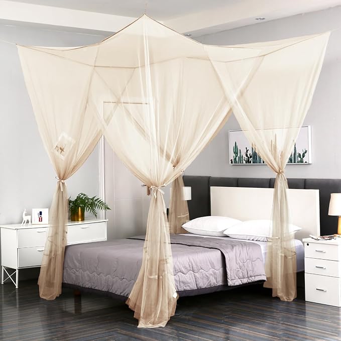 Mengersi Mosquito Net for Bed Canopy,Four Corner Post Canopy Bed Curtains for Twin/Twin XL Size Bed,Bed Curtains for Patio Indoor Outdoor Net