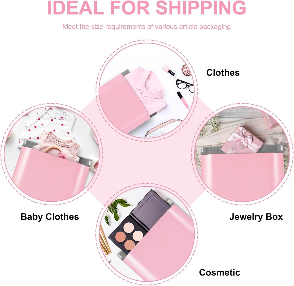 Fuxury Poly Mailers 10x13 Inch 500pc,Sturdy Shipping Bags for Clothes,Self Adhesive Mailing Shipping Envelopes,Waterproof Mailers Poly Bags,Colorful Packaging Bags for Small Business Pink