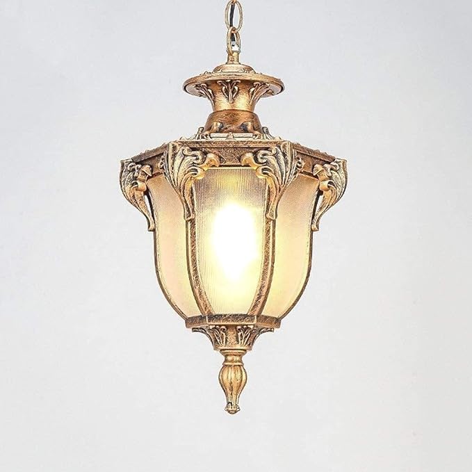 Solar Garden Lights Outdoor Waterproof Hanging Lantern Antique Staircase Corridor Pendant Lights Garden Ceiling Chandelier Lighting Porch Patio Pavilion Landscape Fixtures (Color : Black-s-1831cm)