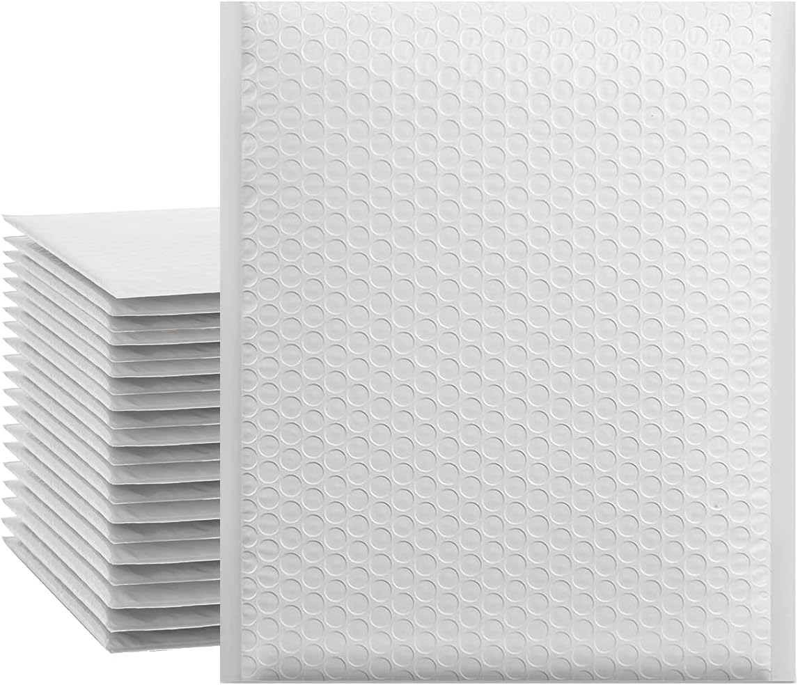 Immuson White 8.5 x 11 Inches Poly Bubble Mailers, 25 Pcs Self-Seal Shipping Bags, Packaging Bags, Padded Shipping Envelopes, Bubble Envelopes for Mailing/Packaging/Delivering