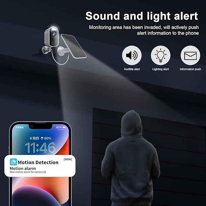 Security Cameras, Wireless Camera Outdoor Powered by Solar & Battery, 2K Cameras for Home Security, Color Night Vision, PIR Motion Detection,2-Way Talk,SD/Cloud Storage,2.4G/5GHz Wifi Solar Camera