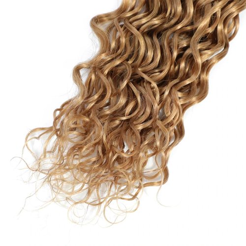Color #27 Honey Blonde Water Wave Human Hair Bundles 22 24 26 Inch Brazilian Remy Hair Extensions - Wet and Wavy