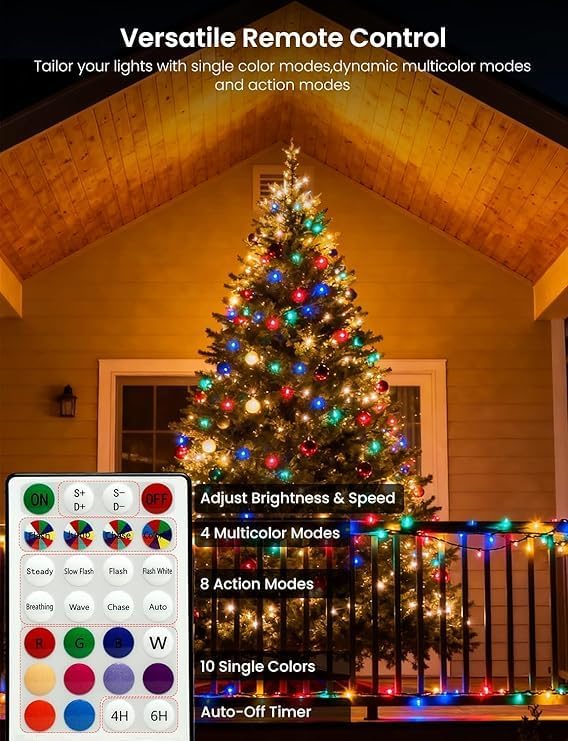 Fairy Lights 16.4FT 200LED, USB Powered Firecracker Cluster String Lights, Multicolor Twinkle Light with Remote, Waterproof LED Light for Christmas Tree Party Bedroom Window DIY Decor