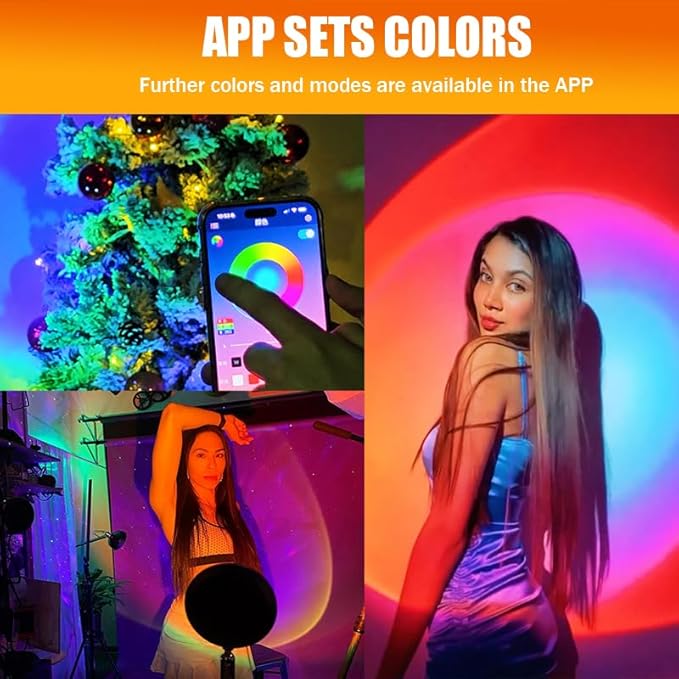 QUIGO Sunset Projector Lamp, 16 Colors Changing with Remote & App Control, Night Light for Bedroom, TikTok Room Decor Aesthetic, Sunrise/Sunset Light