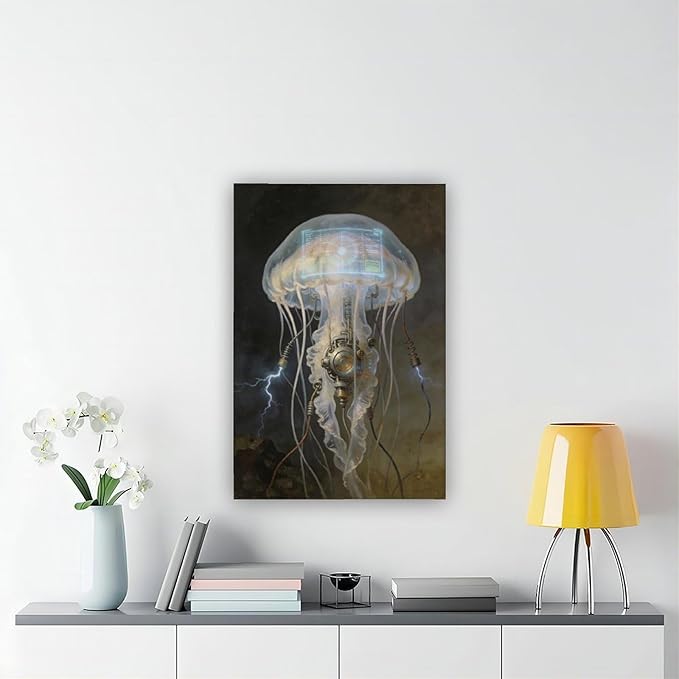 Framed Fantasy Wall Art for Living Room TV Wall Futuristic Tech Inspired Home Decor 24x36inch(60x90cm)