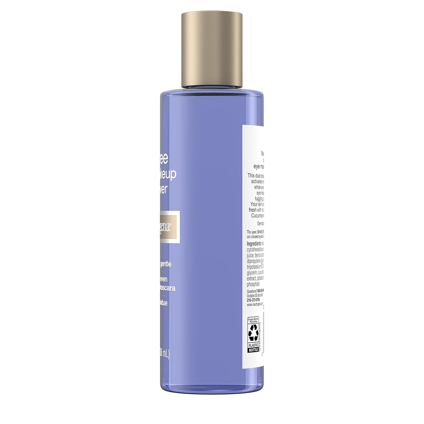 Neutrogena Gentle Oil-Free Eye Makeup Remover & Cleanser for Sensitive Eyes, Non-Greasy Makeup Remover, Removes Waterproof Mascara, Dermatologist & Ophthalmologist Tested, 8.0 fl. oz (Pack of 2)