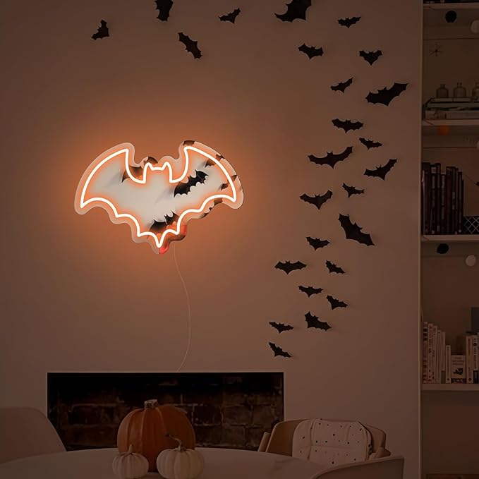 LED Mirror Neon Lights Light Up Dressing Mirror Cat/Shine Heart/Bat/Butterfly Shape Neon Mirror Sign for Modern Home Girl Room Bathroom Salon Wall Art Decor Gift For Girlfriend USB Powered