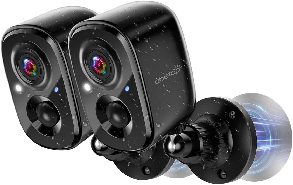 2K Wireless Security Cameras - Outdoor WiFi Security Cameras Color Night Vision, AI/PIR Detection, 2-Way Talk, Cloud/SD, Weatherproof, Battery Powered Outdoor Cameras (Black-2)