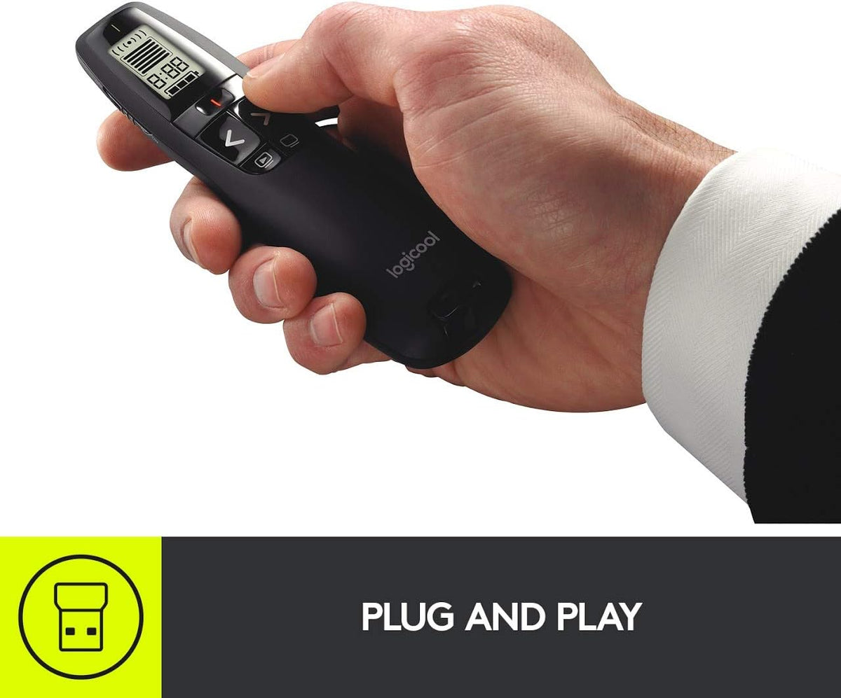 Logitech Wireless Presenter R800, PowerPoint Clicker with Green Laser Pointer, Wireless Presentation Clicker Remote