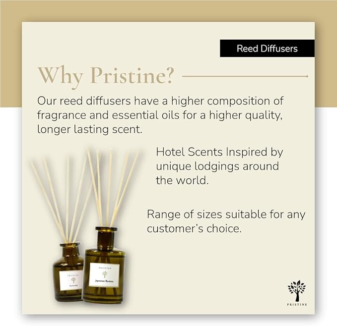 PRISTINE Swiss Château/Inspired by Hilton Reed Diffuser - Home & Bathroom | Fresh Cut Rose, Tangerine, Cedarwood Oil Reed Diffuser Set | Oil & Reed Diffuser Sticks, Home & Office Decor, Fragrance Gift