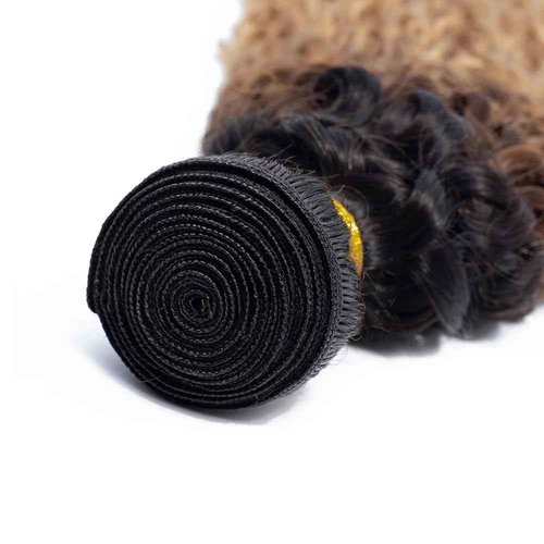 Freiuoke Black and Blonde Human Hair Extensions 4/27 Deep Wave Bundle 8A Brazilian Virgin Hair 3 Bundles 18 20 22 Inch Honey Blonde Deep Wave Bundles