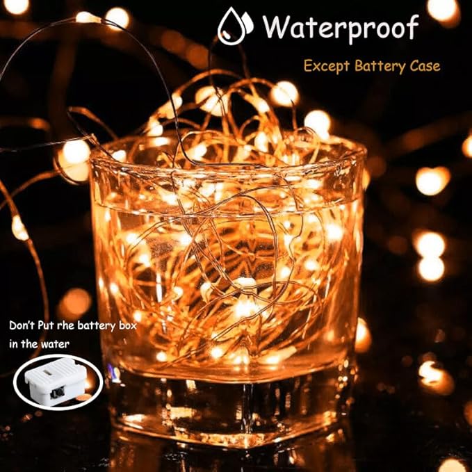 ZGWJ Fairy Lights Battery Operated, 50 Pack Twinkle String Lights 20 LED 7FT 3 Lighting Modes for Bedroom Decor, Easter, Halloween, Christmas, Party Indoor and Outdoor Decoration (Orange, 50PCS)