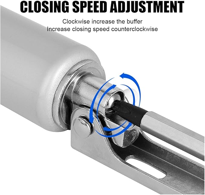 Automatic Door Closers, 25-45KG Gas Spring Automatic Door Closer Mute 90 Degrees Within The Positioning Stop Adjustable Buffer Force Soft Closing Device Door Opener(Type a Sand Silver)