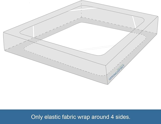 Box Spring Cover Queen Size, Alternates for Bed Skirt, Smooth and Elastic Woven Material Wrap Around 4 Sides of The Box Spring, Wrinkle & Fading Resistant, Washable, Dustproof, Black