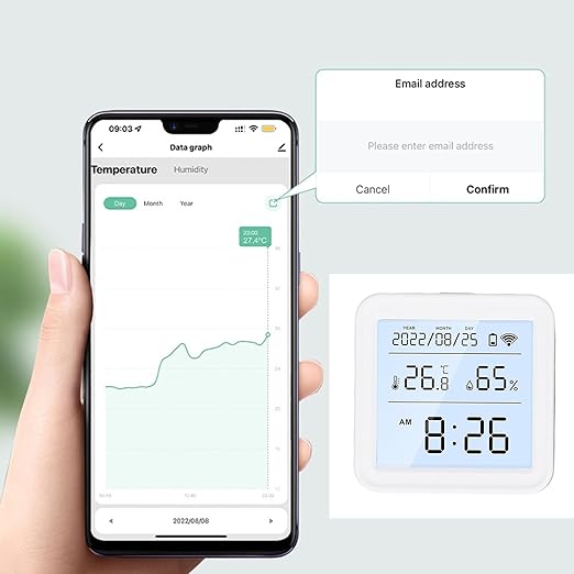 LiebeWH WiFi Temperature Humidity Monitor Smart Room Thermometer Indoor with Tuya APP Control Digital Hygrometer Remote Data Export for Home Basement Bedroom