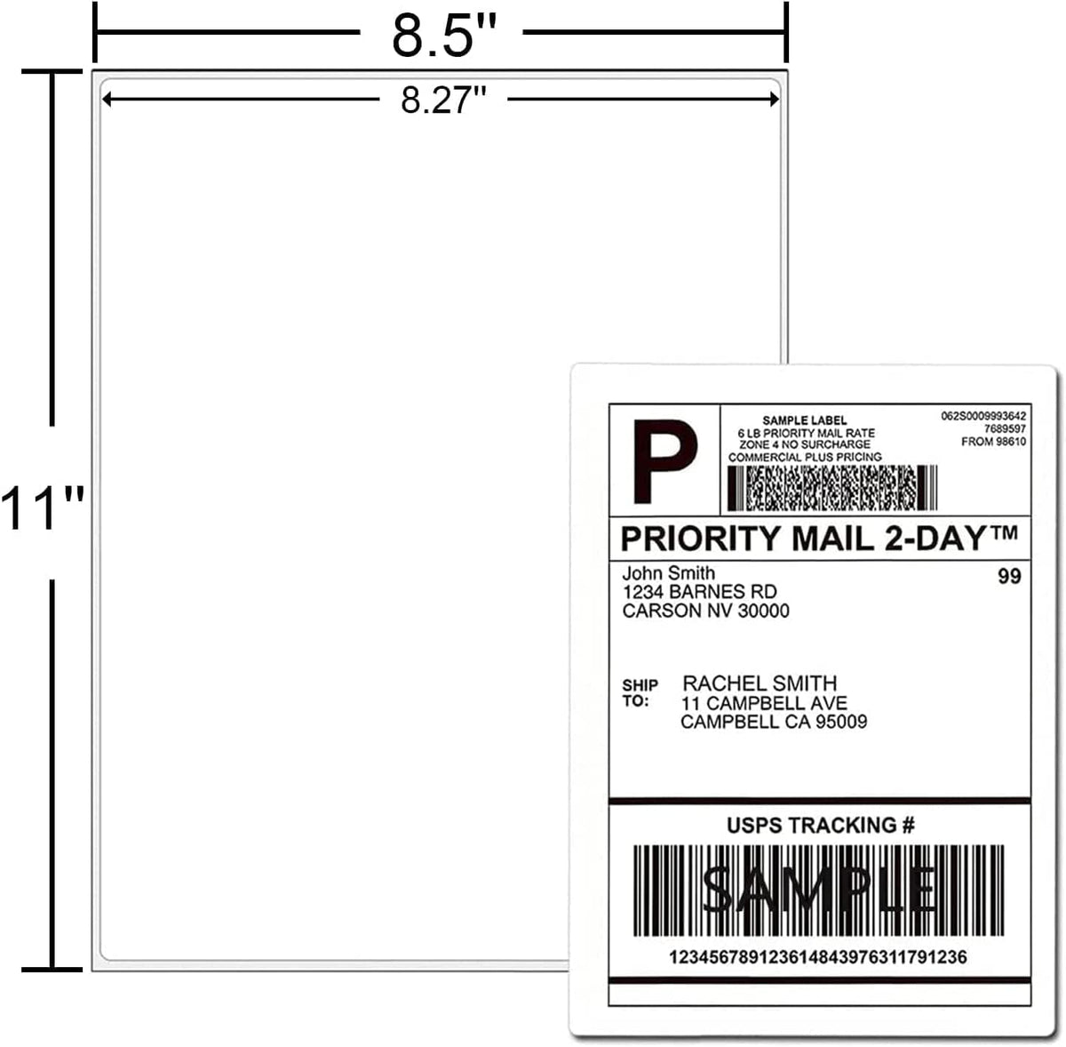 Full Sheet Labels 8.5 X 11, White Matte Sticker Paper, Laser/Inkjet Printing, 1 Up Shipping Mailing Address Storage Bin Stickers 8-1/2" x 11"(200 Sheets 200 Labels)