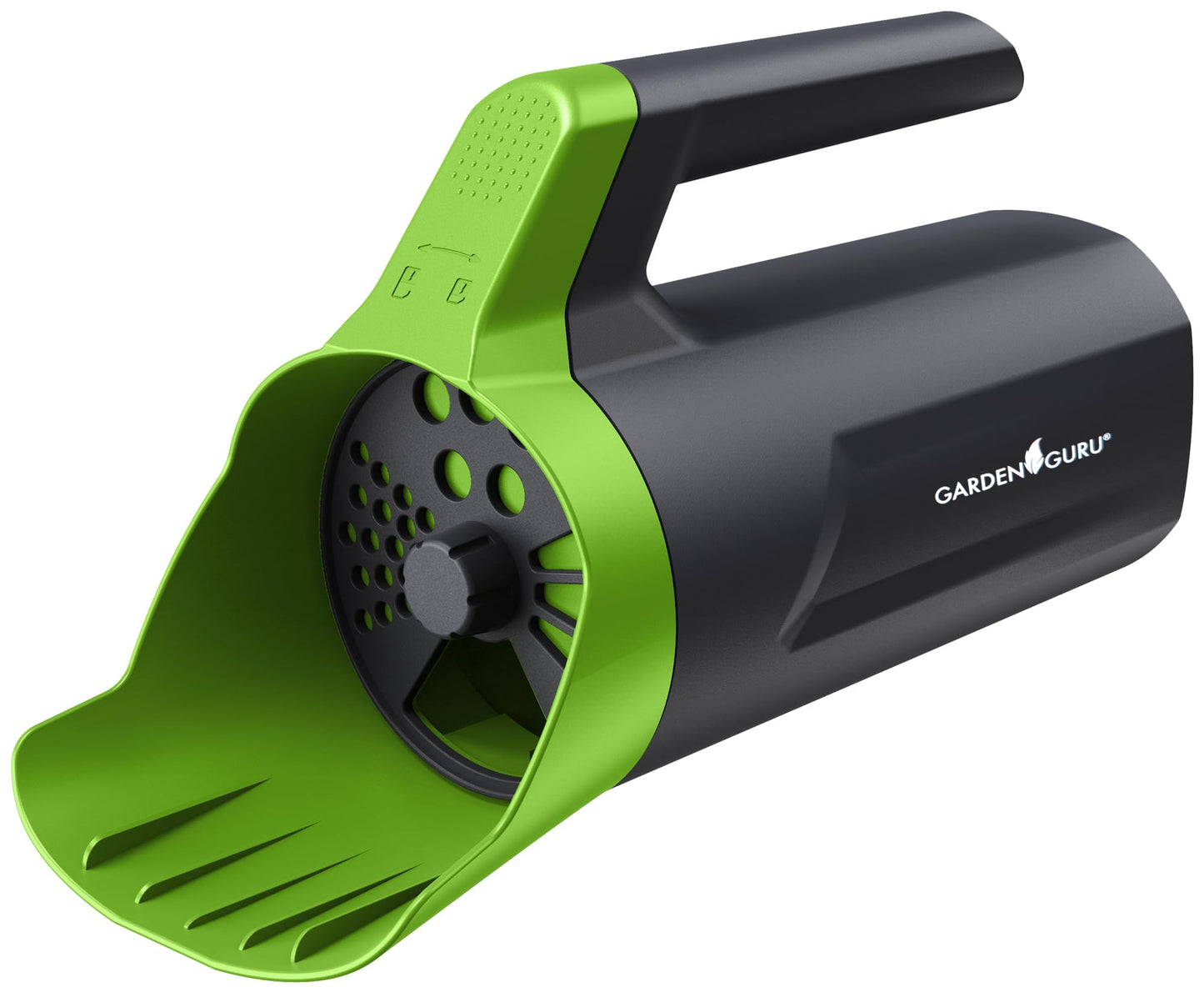 Garden Guru Handheld Seed Spreader Shaker – Multi Use Grass Seed, Fertilizer, Salt, Ice & Snow Melt Spreader – Adjustable Twist Cap w Multiple Size Openings – Lightweight 1L Capacity Hand Seeder