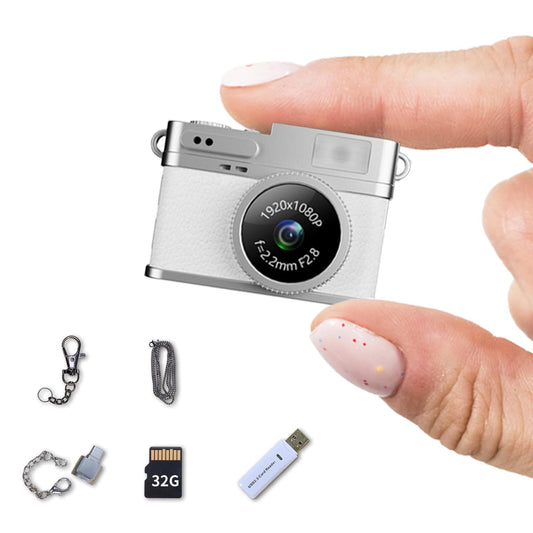 LKT 1080P Mini Keychain Camera with 32GB Card & OTG Adapter, Portable Pocket Digital Camera with Retro Filters & Screen, Tiny HD Camcorder for Phone Transfer, Travel, Kids, and Gifts