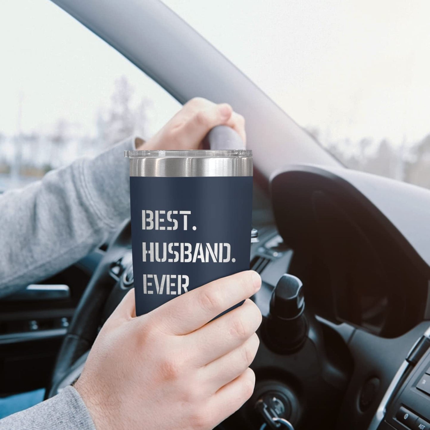 TEEZWONDER Husband Gifts from Wife - Stainless Steel Insulated Coffee Tumbler with Lid 20 oz - Husband Birthday Gift Ideas, Anniversary Wedding Gifts for Him, Cool Stuff for Men