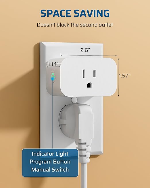 DEWENWILS Remote Control Outlet, Magnetic Wireless Light Switch, No Wiring Decorator Rocker Wall Switch, 100FT RF Signal, 15A/1875W Mini Remote Outlet Plug for Lamp, Christmas Decoration