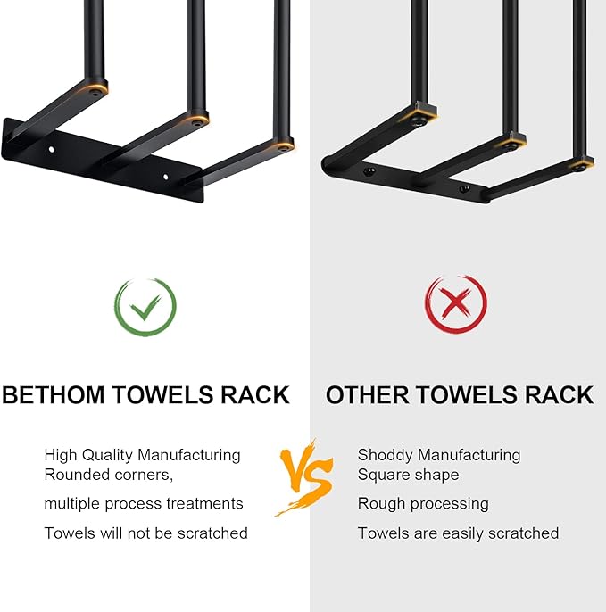Towel Racks for Bathroom, 30 Inch Towel Rack for Rolled Towels, Wall Mounted Towel Rack for Small Bathroom, Modern Bath Towel Holder for Space Saving, Black