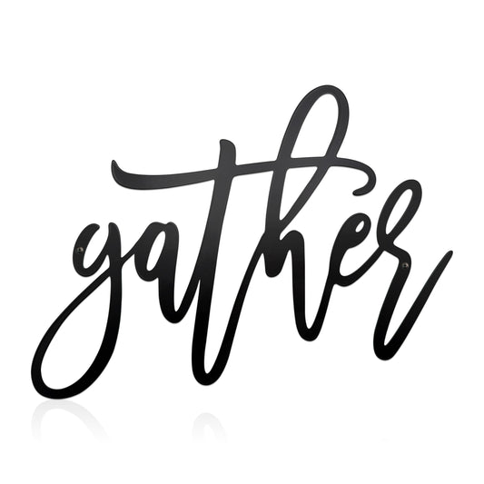 Metal Gather Sign Wall Decor Metal Cut Words Laser Cut Word Farmhouse Decor for Home Living Room, Bedroom, Bathroom and More