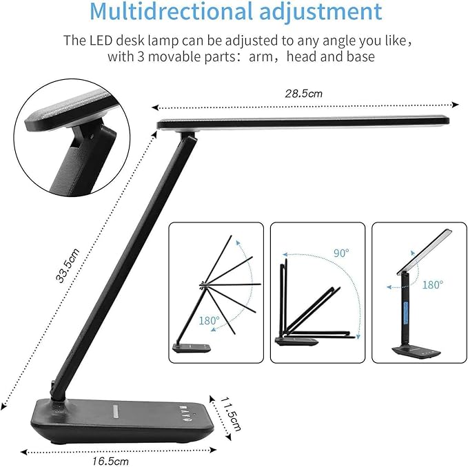 Smart Alarm Clock Lamp with Transparent Display,Wireless Charger Station,Dimmable Table Lamp with 3 Color Modes 5 Brightness,180° Flexible Desk Light for Bedroom,T26 Black.