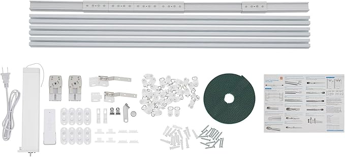 Electric Curtain Track, 7.08-13.78ft Motorized Curtain Track Kit DIY Electric Curtain Rod Smart Electric Curtain Rail with Remote Control for Home & Office, White, 88lbs Capacity