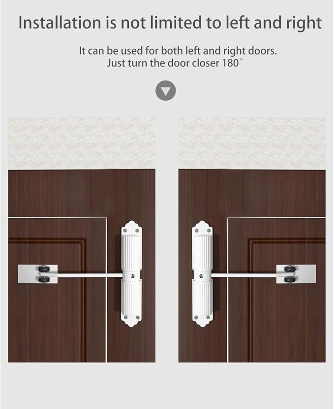 Automatic Door Closer, Zinc Alloy Safety Spring Door Closer 20-60kg Closing Door Hinge, Adjustable Door Spring Closer for Commercial & Home Use with Screws(Black)