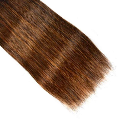 Giginger Straight Human Hair Bundles 16 18 20 Inch Brazilian Chocolate Brown Highlight P4/30 Straight Bundles Human Hair 100% Unprocessed Raw Quick Weave Hair for Black Women