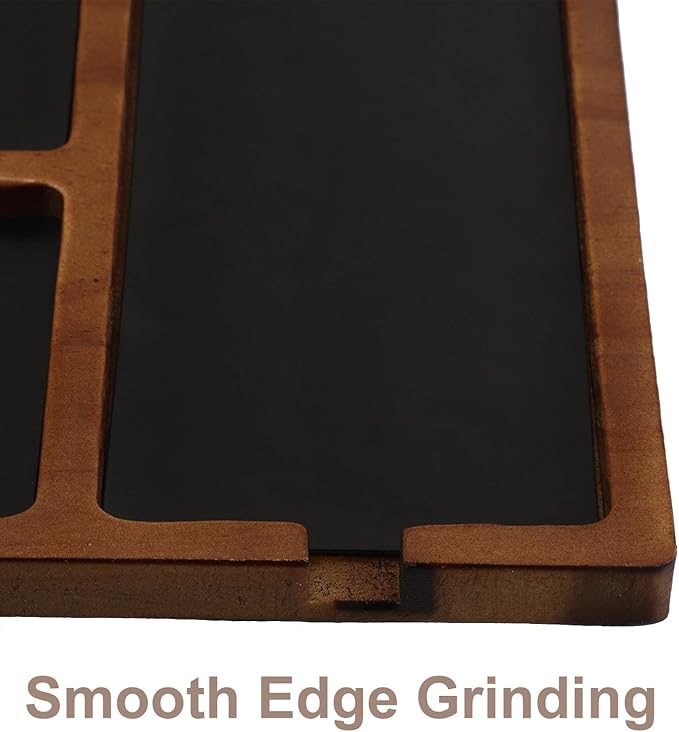 BESPORTBLE Wooden Valet Tray Bedside Table Organizer 4 Compartments Catchall Tray with Charging Cable Slot Bedside Nightstand Organizer for Home Office