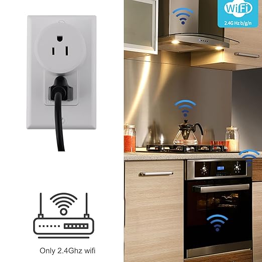 Tuya WiFi Smart Plug Works with Alexa Google Assistant IFTTT for Voice Control Mini Smart Outlet Plug with Timer Function,No Hub Required,Only 2.4GHz Wi-Fi,FCC/Rohs Listed Socket(2 Pack)