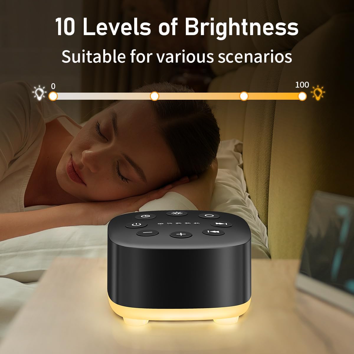 Meditation White Noise Sound Machine 30 Soothing Sounds with 32 Volume Control 12 Night Light 5 Timers Portable Sleep Machine for Travel Powered by AC or USB Sleep Therapy for Baby Kids Adults (Black)