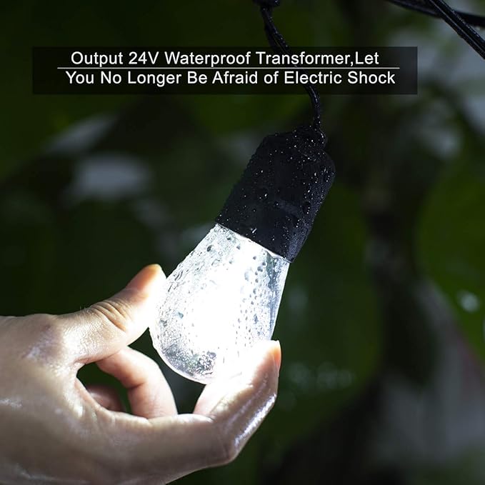 30ft Cool White LED Outdoor String Lights, Waterproof Festoon Light, 10 x Hanging Sockets with Shatterproof Light Bulbs for Backyard Garden Patio Pergola Gazebo Bistro Christmas Tree Wedding Party