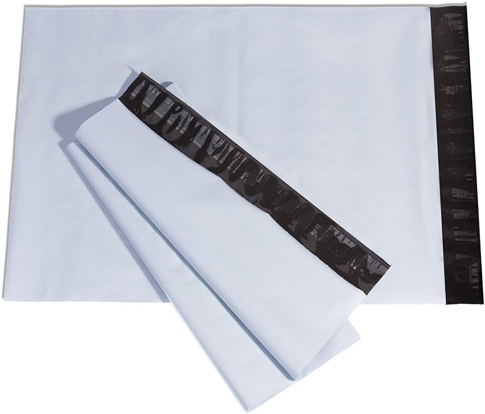 FungLam Poly Mailers Shipping Envelopes Bags, 14.5 x 19 inches, 500 Bags (White, Polyethylene, Self-Seal)