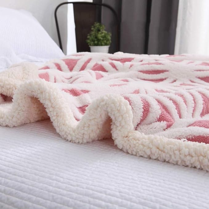 LOMAO Sherpa Fleece Blanket 71x80 Fuzzy Soft Throw Blanket Dual Sided Blanket for Couch Sofa Bed (Pink, 71''x80'')