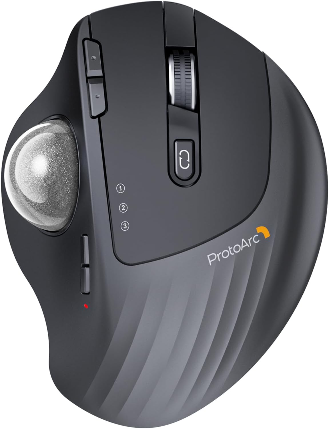 ProtoArc Wireless Trackball Mouse, EM01 NL Ergonomic Bluetooth Rollerball Thumb Rechargeable Computer Laptop Mouse, Adjustable Angle & 3 Device Connection for PC, Mac, Windows-Silver Ball