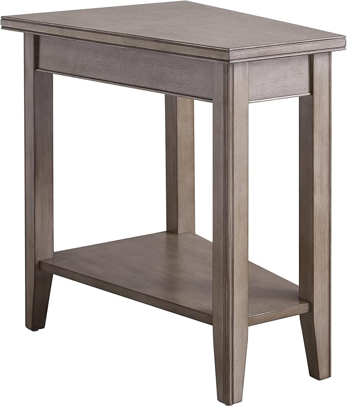 Laurent Recliner Wedge End Side Table with Shelf, Solid Wood, Smoke Gray, Perfect for Living Rooms, Bedrooms, and Small Spaces – Leick Home, 10502-GR