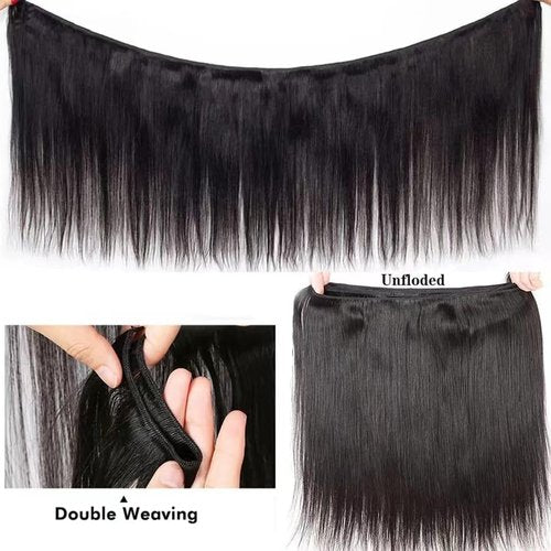 JTMMP Straight Human Brazilian Virgin Hair - 18/20/22 inch, 3 Bundles (100g each, 300g total)